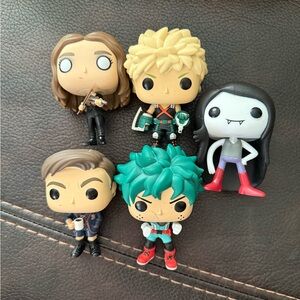 Funko Pop Vinyl Figures Set with Green and Black Accents